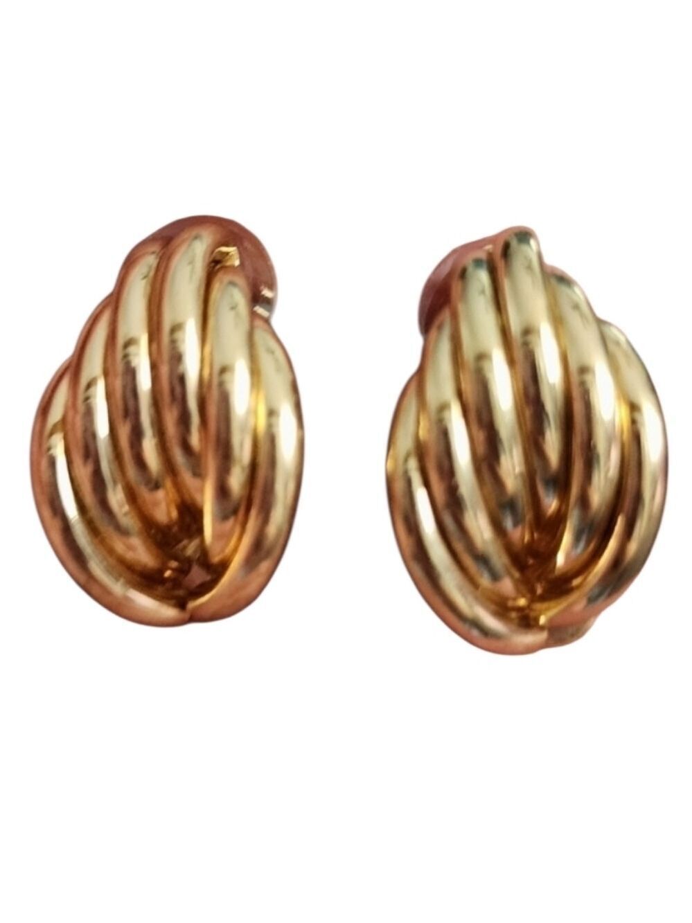 Goldtone Sculptural Earrings Dimensional Design